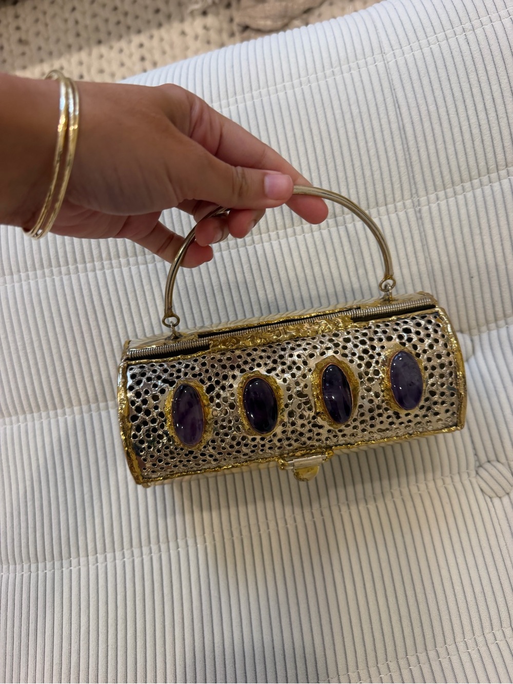 Handmade Copper/Brass Evening Handbag with Amethyst Accents